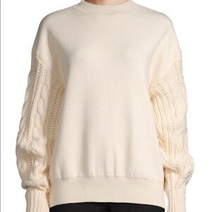 ANTHROPOLOGIE Lea & Viola Sweater Cable Knit Ivory Small